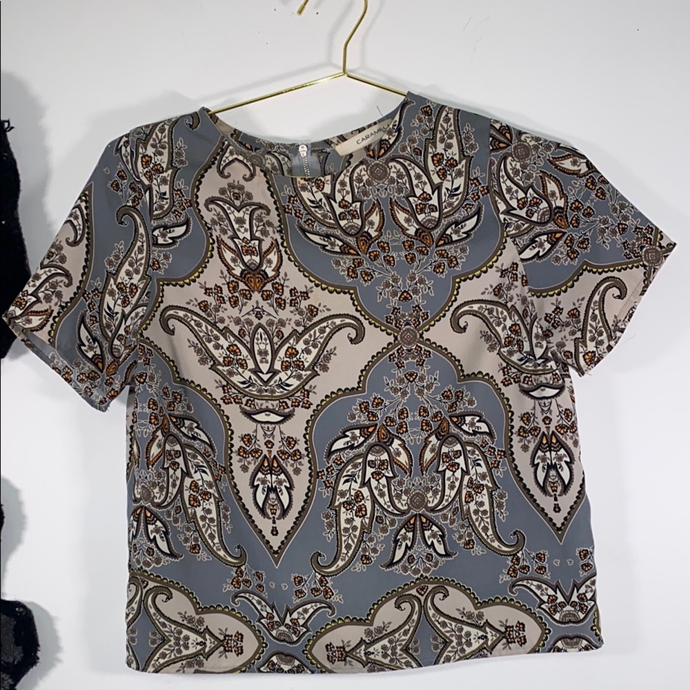 Vintage Paisley Print Short Sleeve Top - Picture 3 of 6